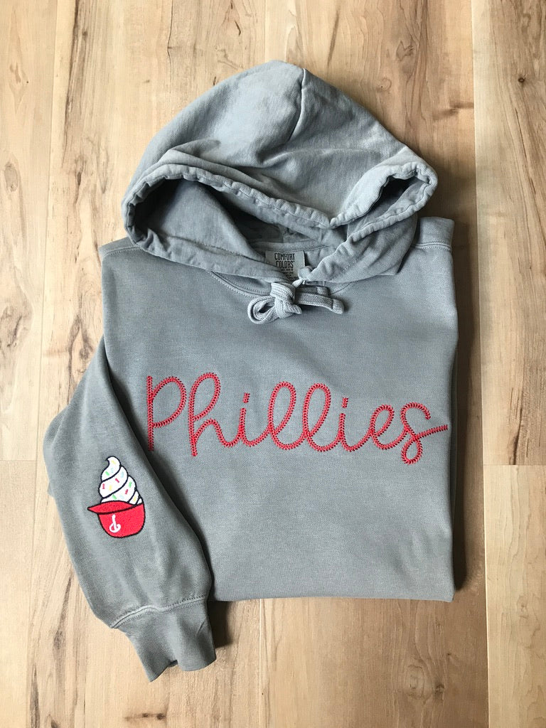 Embroidered Phillies Baseball Stitch Comfort Colors Sweatshirt