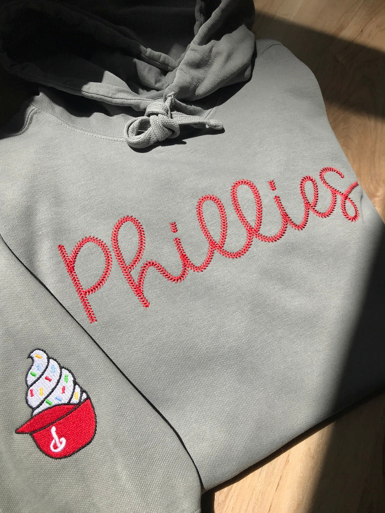 Embroidered Phillies Baseball Stitch Comfort Colors Sweatshirt