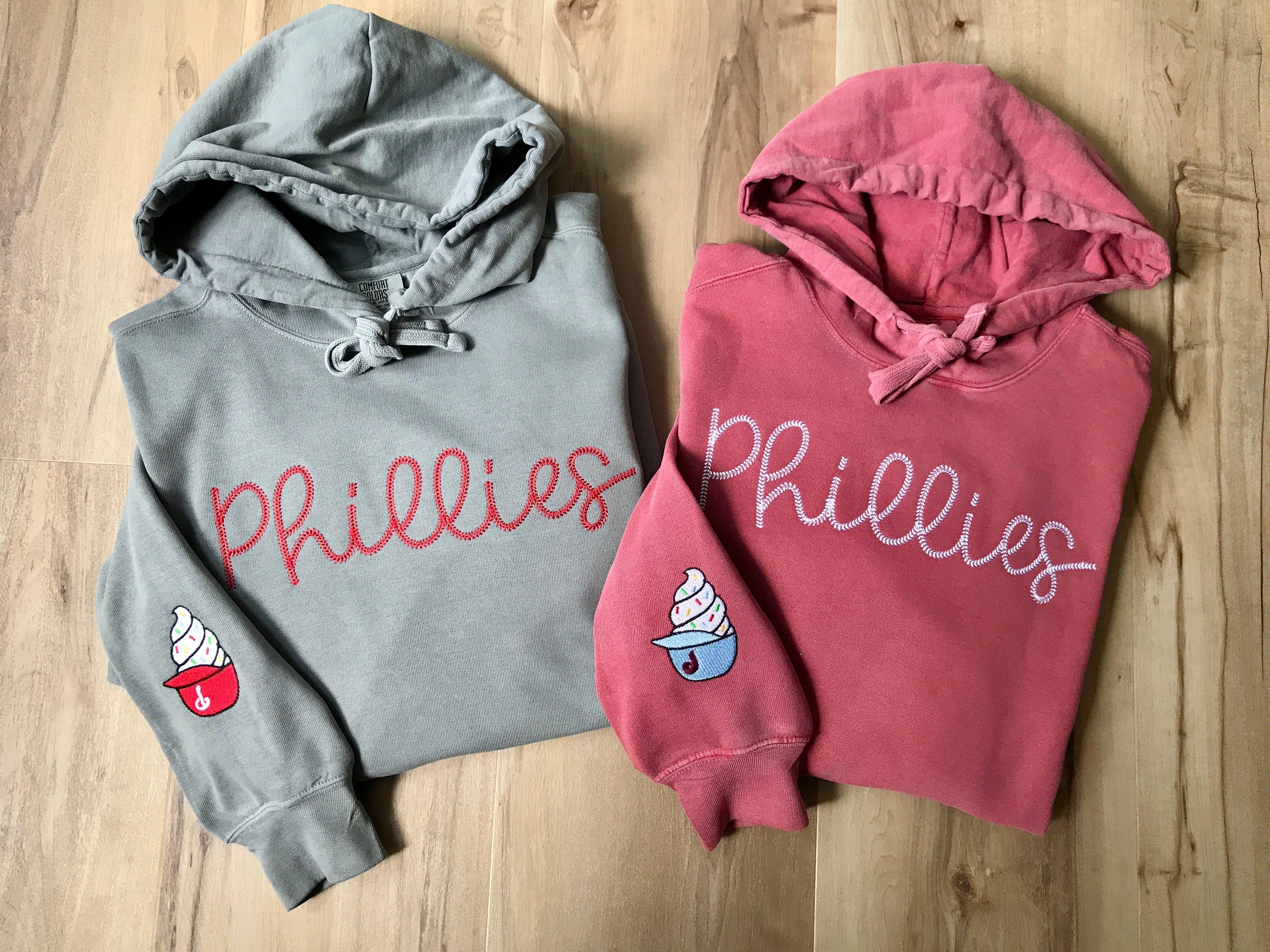Embroidered Phillies Baseball Stitch Comfort Colors Sweatshirt