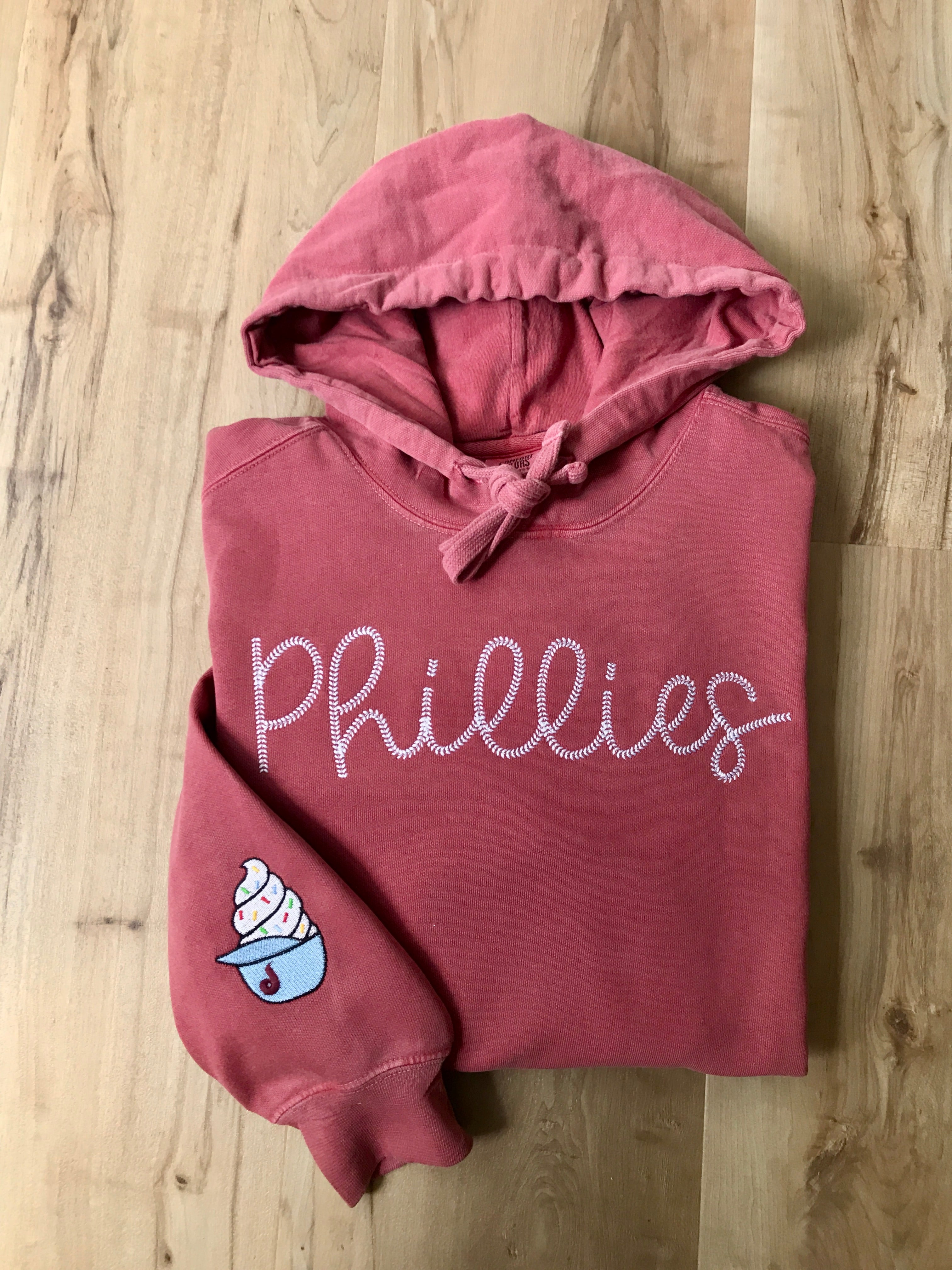 Embroidered Phillies Baseball Stitch Comfort Colors Sweatshirt