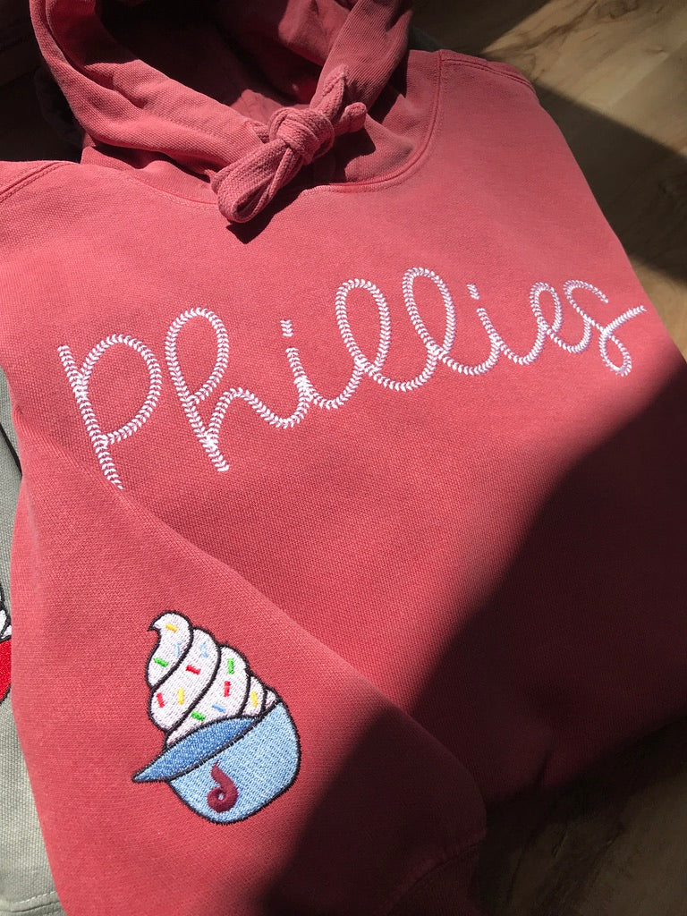 Embroidered Phillies Baseball Stitch Comfort Colors Sweatshirt