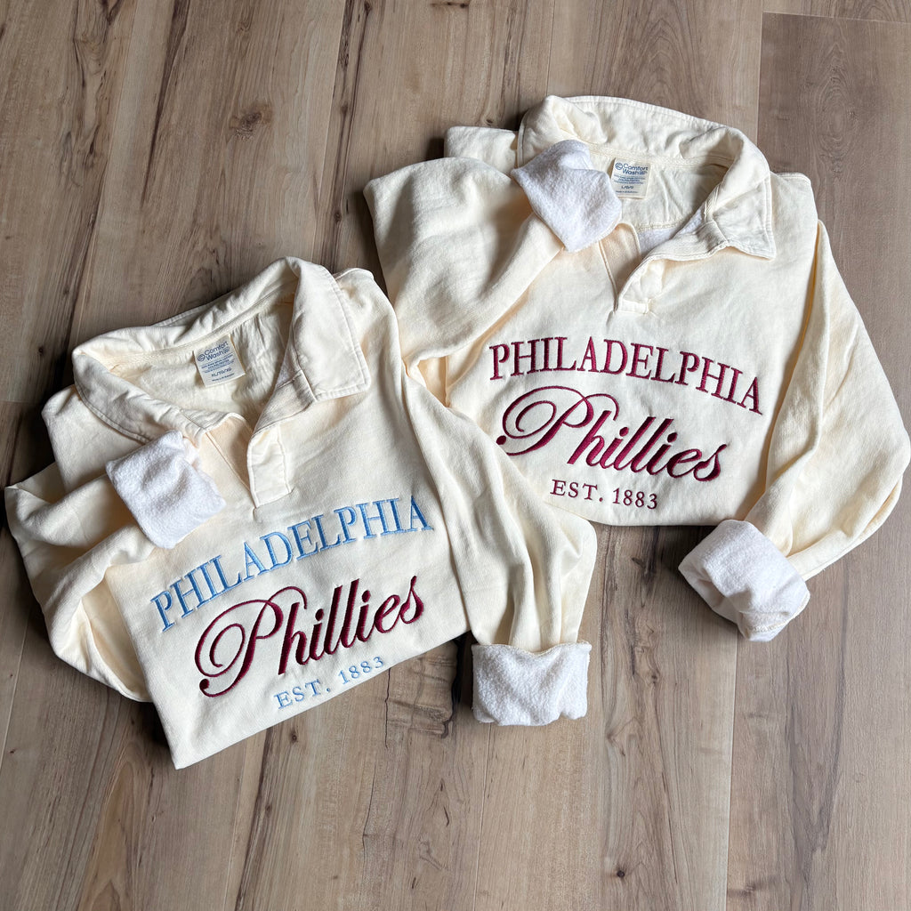 Embroidered Philadelphia Polo Collar Sweatshirt