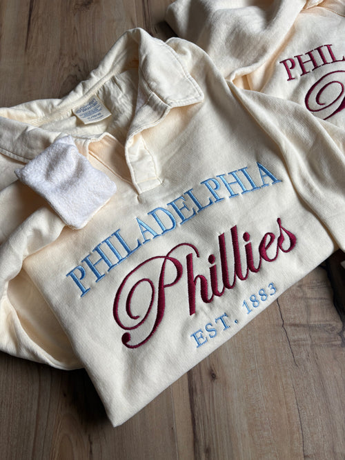Embroidered Philadelphia Polo Collar Sweatshirt