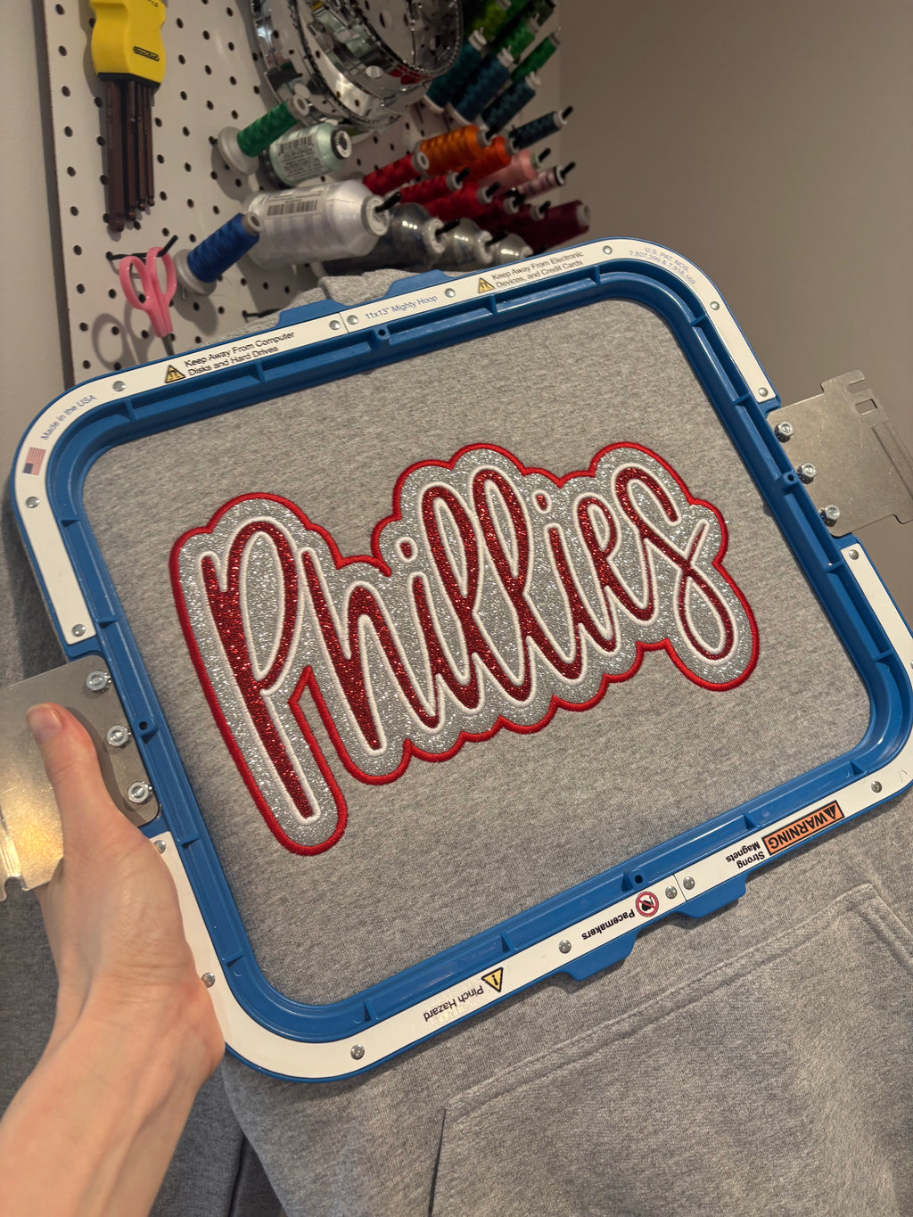 Glitter Embroidered Phillies Script Sweatshirt