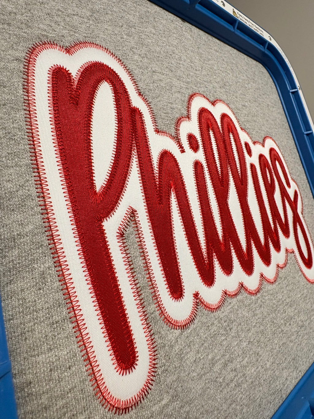 Embroidered Phillies Script Sweatshirt with Twill Applique