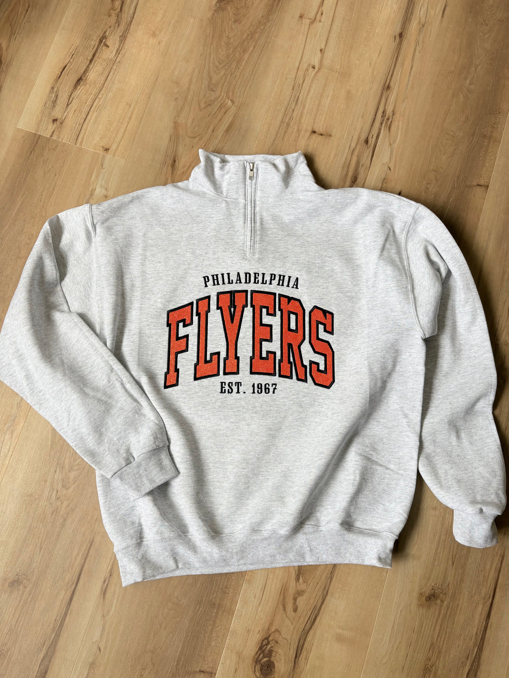 Flyers Quarter Zip Sweatshirt with Embroidered Glitter Applique