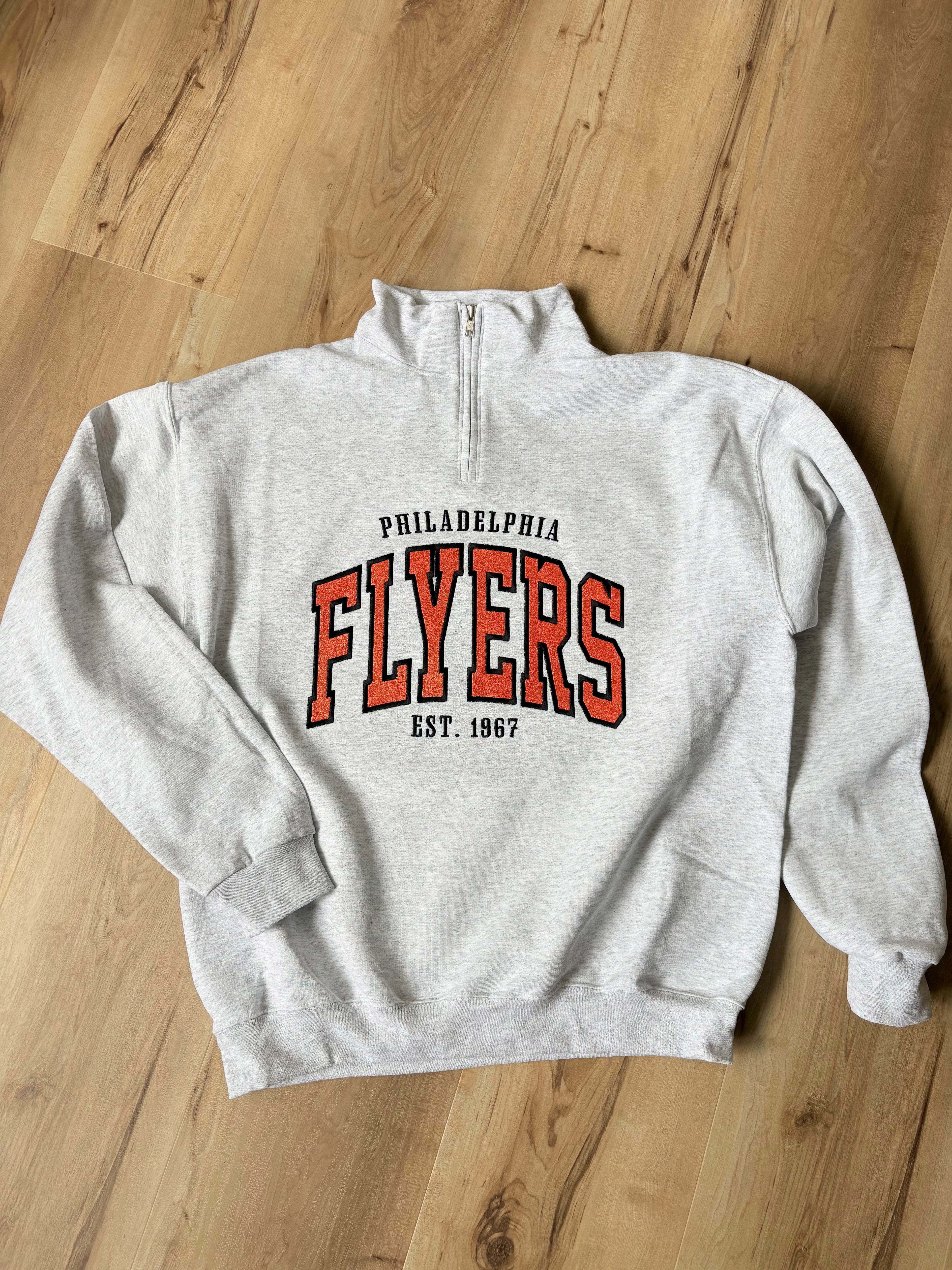 Flyers Quarter Zip Sweatshirt with Embroidered Glitter Applique