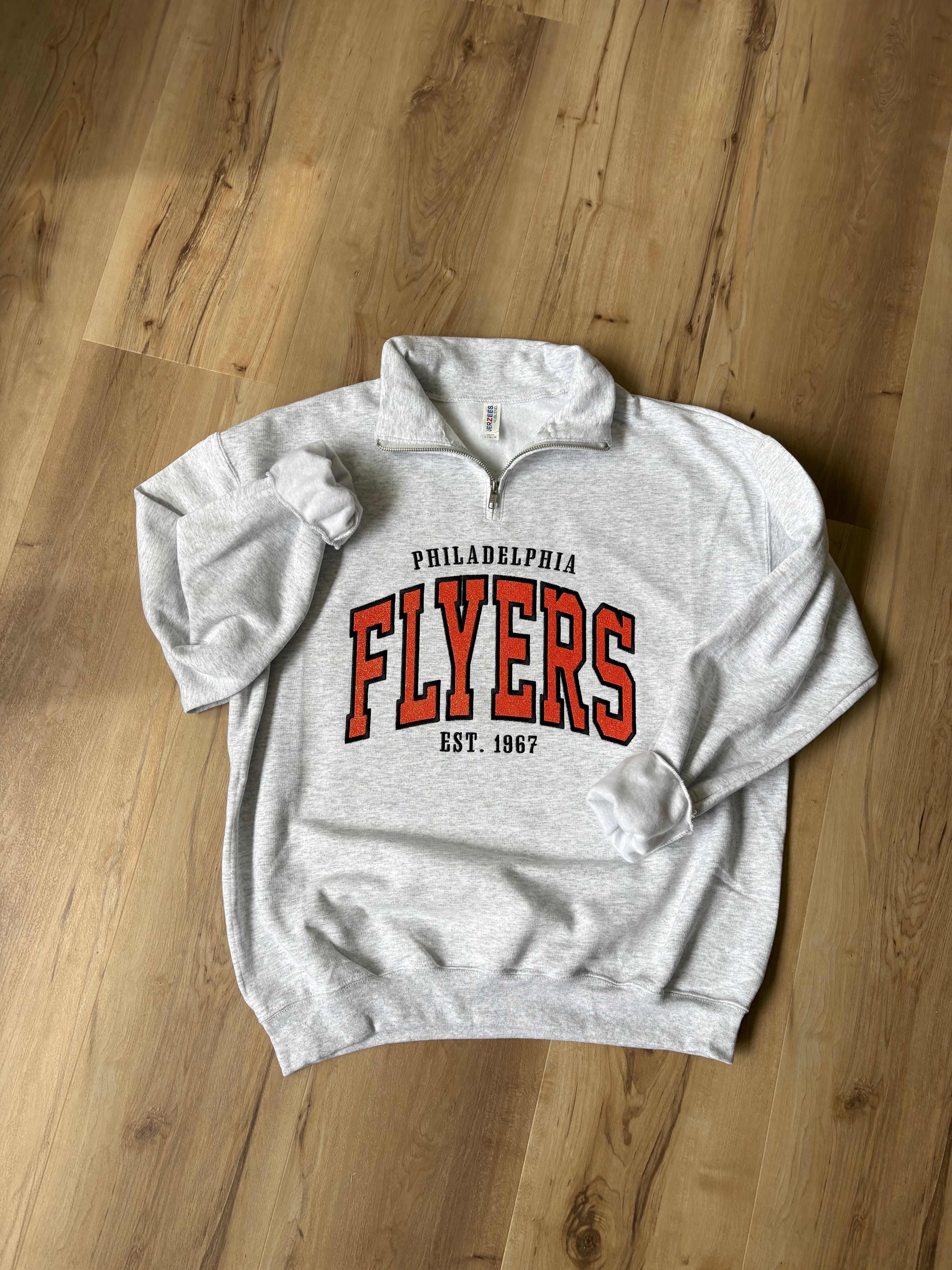 Flyers Quarter Zip Sweatshirt with Embroidered Glitter Applique
