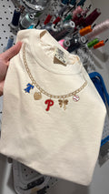 Philly Baseball Charm Necklace Embroidered Tshirt