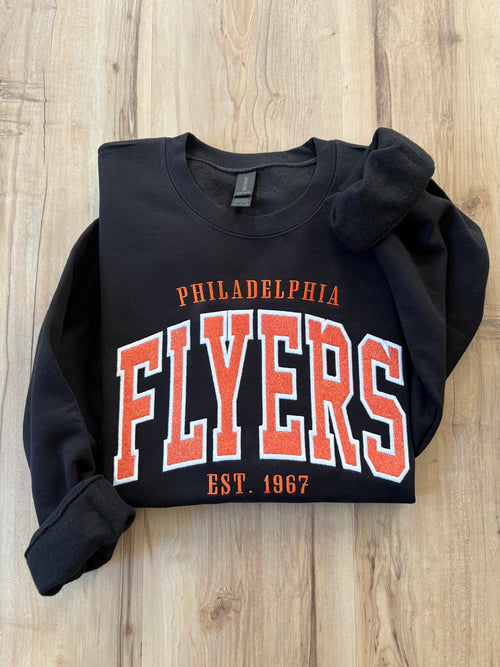Flyers Quarter Zip Sweatshirt with Embroidered Glitter Applique