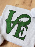 Glitter Embroidered LOVE Eagles Ash Grey Sweatshirt