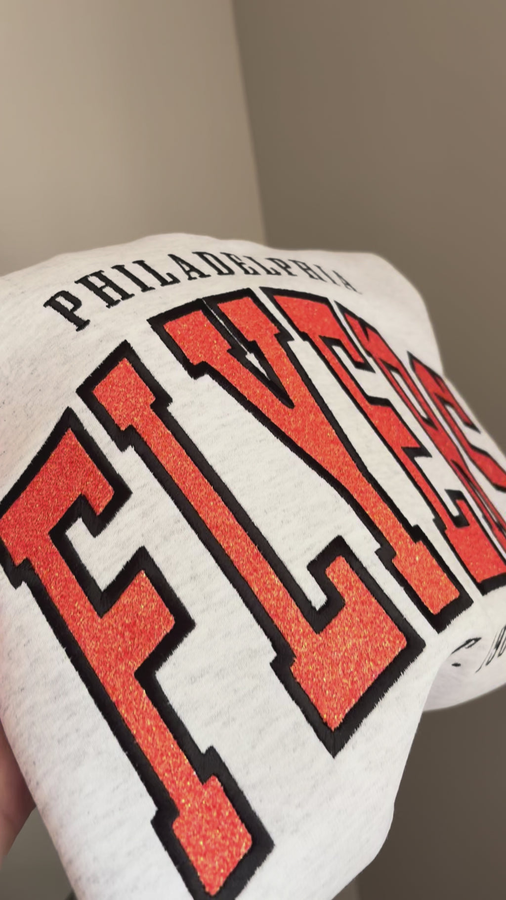 Flyers Quarter Zip Sweatshirt with Embroidered Glitter Applique