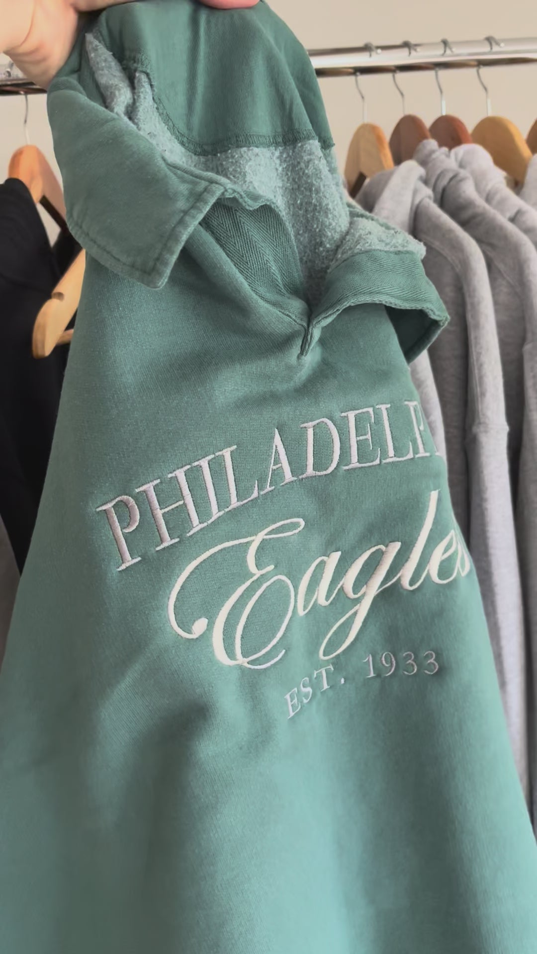 Embroidered Eagles Polo Collar Sweatshirt
