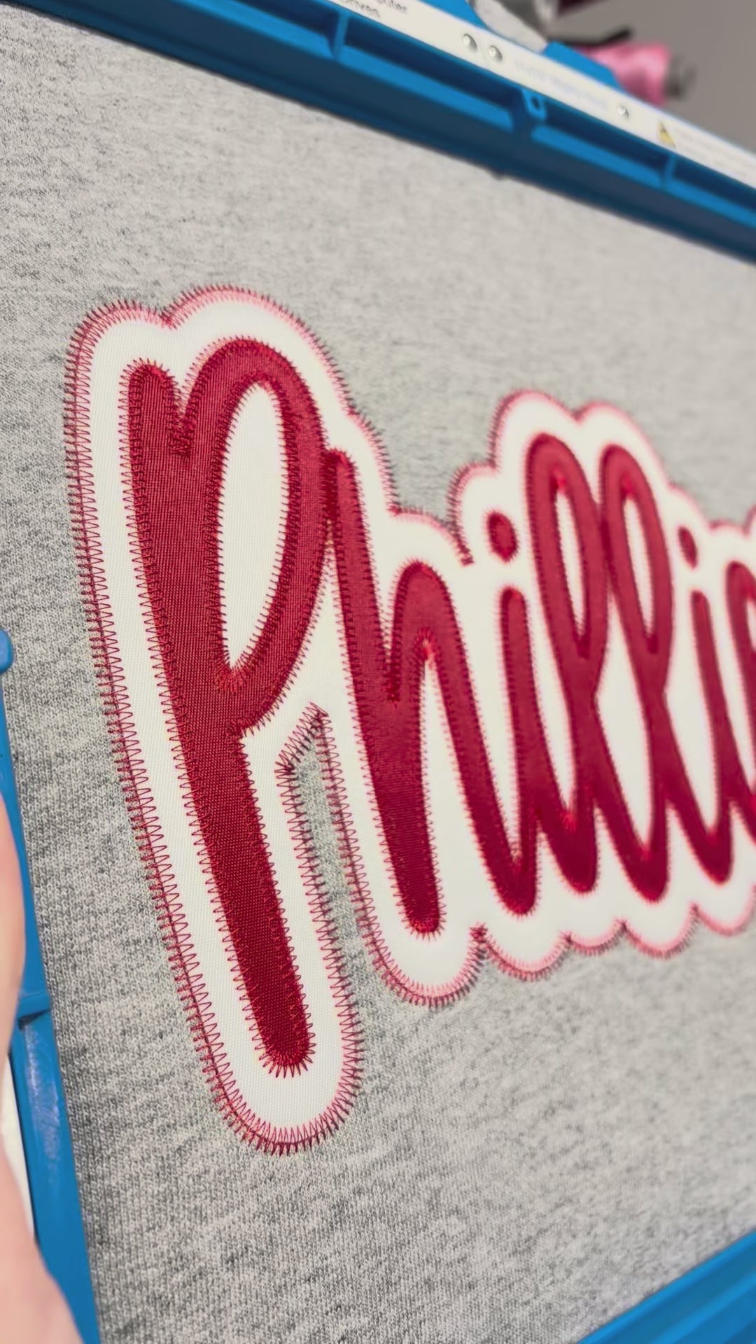 Embroidered Phillies Script Sweatshirt with Twill Applique