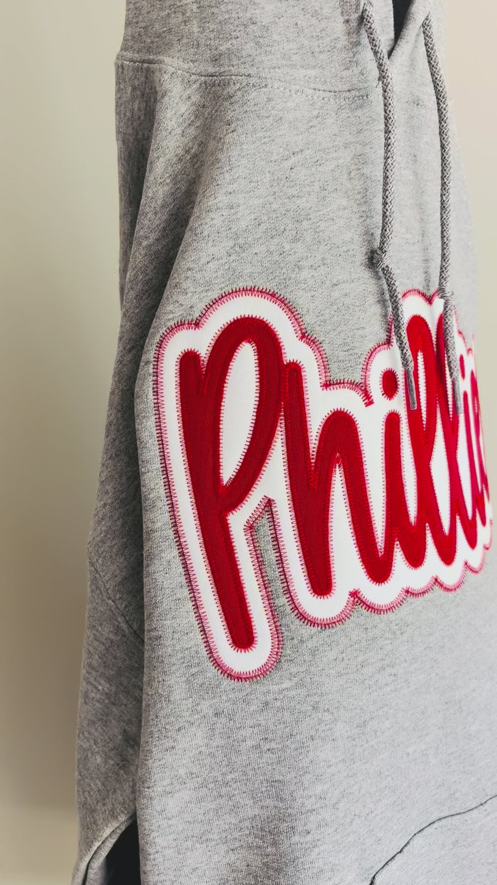 Embroidered Phillies Script Sweatshirt with Twill Applique