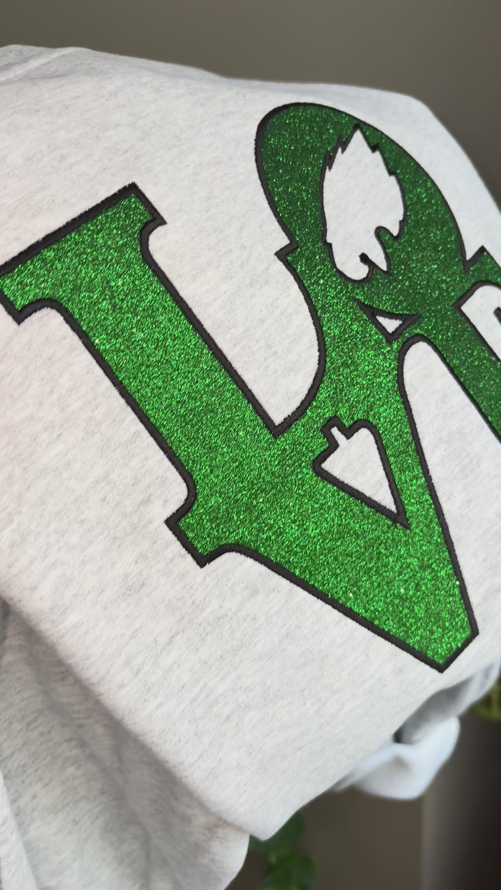 Glitter Embroidered LOVE Eagles Ash Grey Sweatshirt