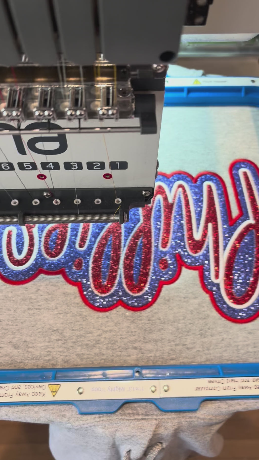 Glitter Embroidered Phillies Script Heather Grey Sweatshirt