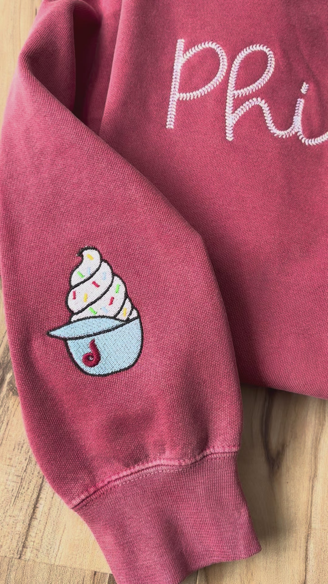 Embroidered Phillies Baseball Stitch Comfort Colors Sweatshirt